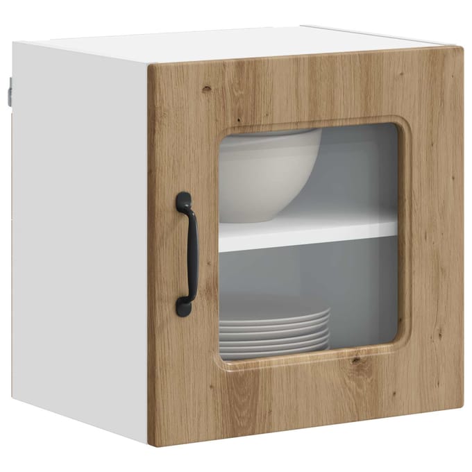 vidaXL - Wandglas - Kasten - PORTO - Artisan - Eiken - 40 - x - 31 - x - 40 - cm