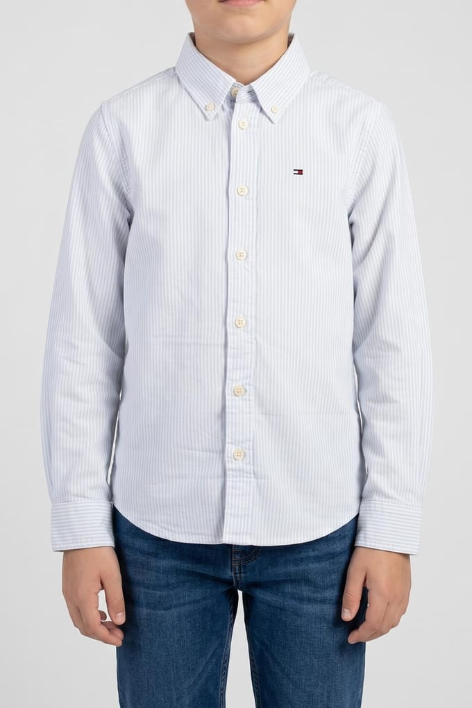 Tommy Hilfiger Boys Flex Ithaca Shirt Ls Breezy Blue Stripe Taglia: 14 | Camicie Outlet | kids | Blu