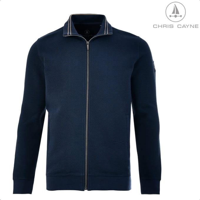 Chris Cayne heren vest - XXL - navy - structuur - honeycomb - effen - rits - steekzakken met rits