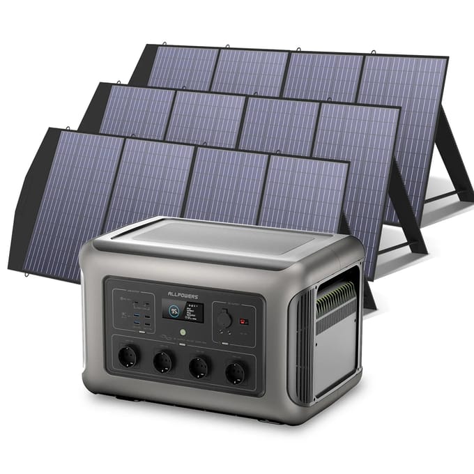 ALLPOWERS Solar Generator Kit 3500W (R3500 V2  + SP033 200W Solar Panel) - R3500+3pcs SP033 200W  Solar Panel