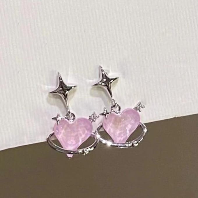 6 stks/set Hart Stud Oorbellen vrouwen Persoonlijkheid Mode Roze Kristal Temperament Ster Oorbellen Piercing Oren Sieraden 6pcs gray