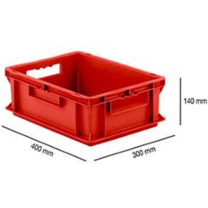 Stapelbak EF 4140 - polypropeen - L 400 x B 300 x H 140 mm - 12,8 liter - open handvat - rood