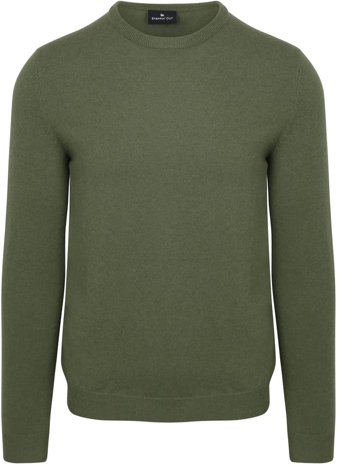 Steppin' Out Trui Merinowol Groen - Maat L - Heren - Pullovers