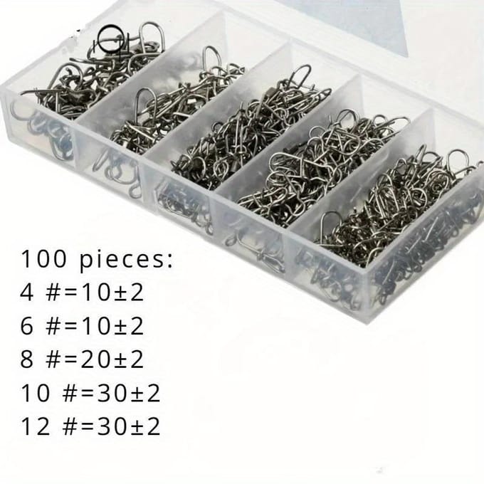 Ensemble de 100 connecteurs de pêche pour équipement de pêche gray