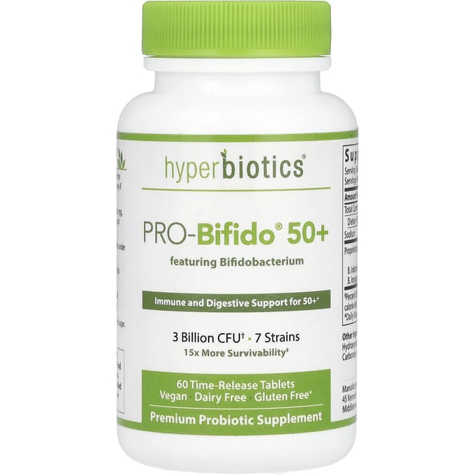 Vital Nutrients, Hyperbiotics®, PRO-Bifido® 50+, 3 milliards d'UFC, 60 comprimés à libération prolongée