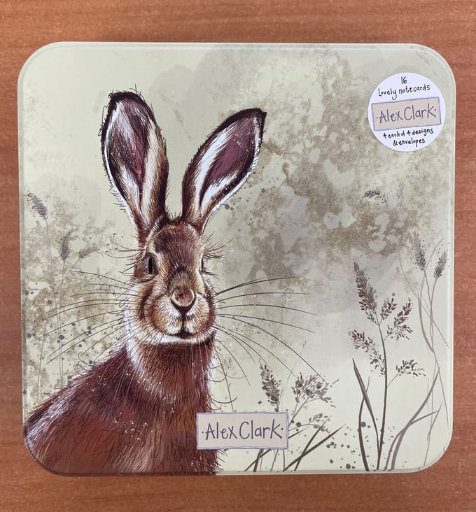 Alex Clark Hares Notecard Tin ~ Kaarten in blik afbeelding Hazen