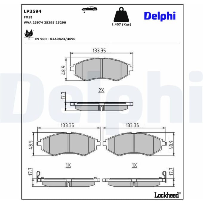 Remblokset DELPHI LP3594, voor