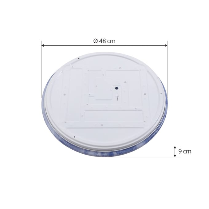 Lindby plafondlamp Orbi, 48 cm, blauw/wit, kunststof