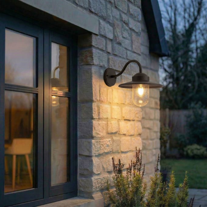 Lindby - Wandlamp buiten - 1licht - Aluminium, glas - H: 29 cm - E27 - roest, helder