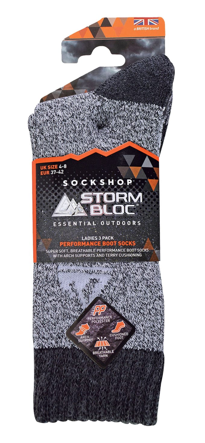 Storm Bloc - Set van 3 paar performance laarzensokken voor dames - Houtskool Grijs