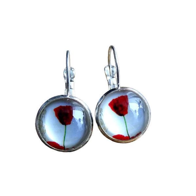 2Love it Tulp L - Oorbellen - Groen - Rood - Wit - Zilverkleurig