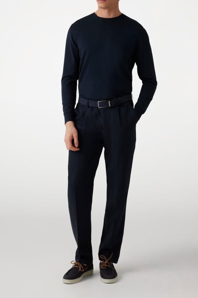 GUESS Marciano By  Cn Ls Silk Cotton Sweater Navy Sea Größe: S | Pullover Outlet | Herren | Blau