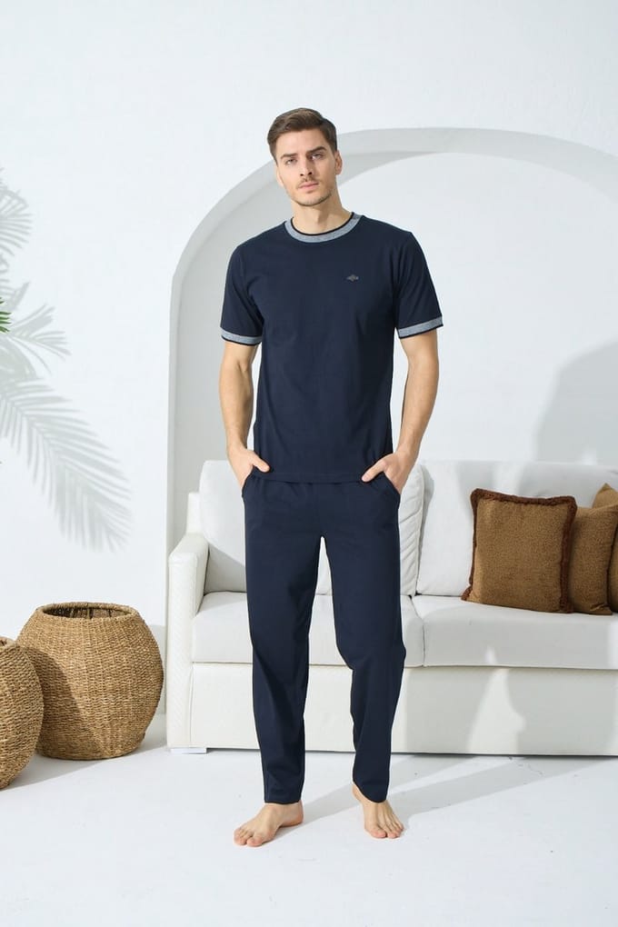 Heren Pyjama / Huispak Aslan / 100% Katoen / Donker Blauw / maat XL
