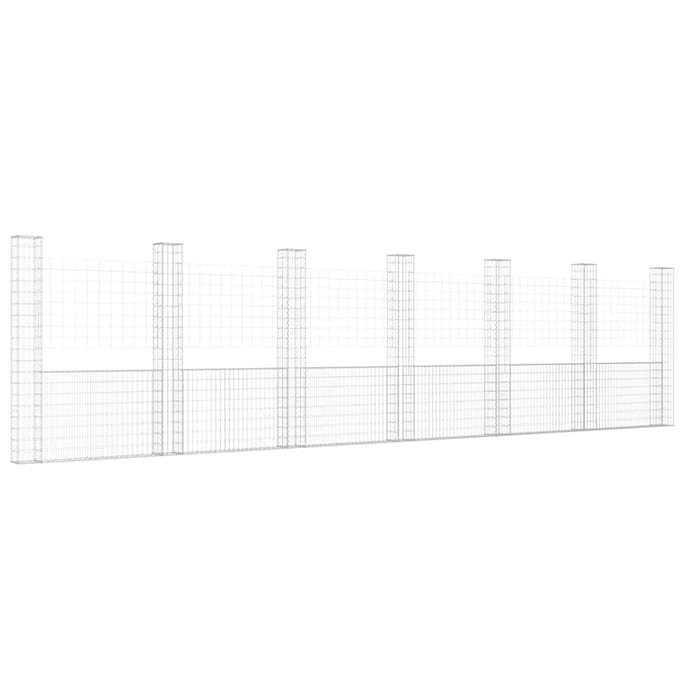 vidaXL - Schanskorf - U-vormig - met - 7 - palen - 740x20x200 - cm - ijzer