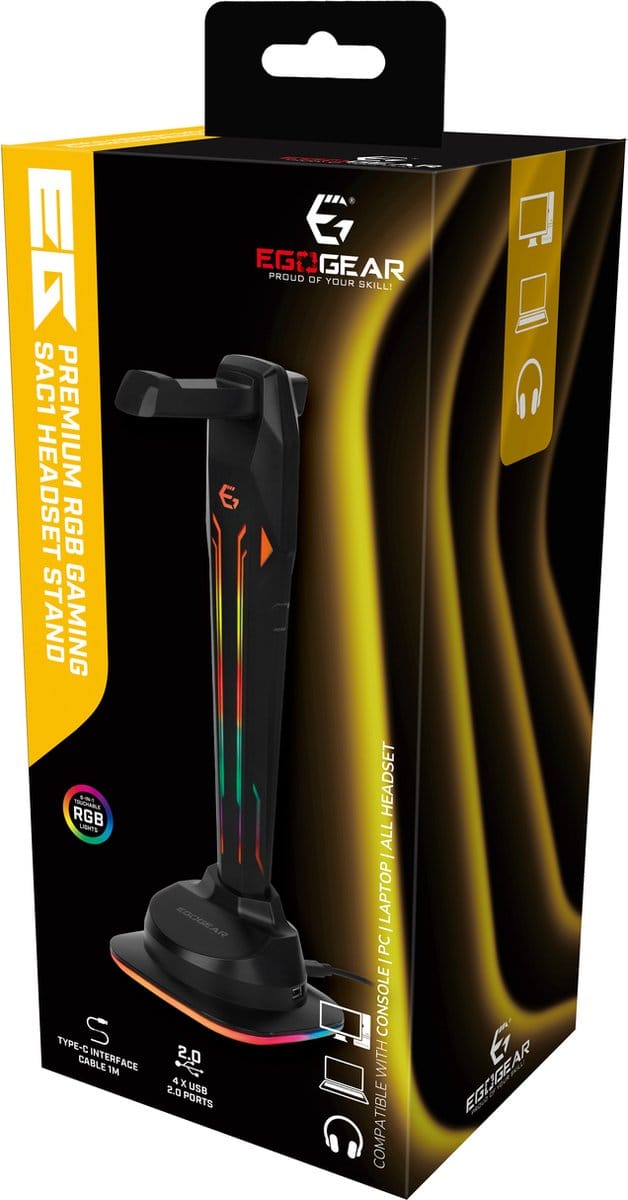 EgoGear Headset Stand SAC1 RGB With 4xUSB ports and Type-C 1m