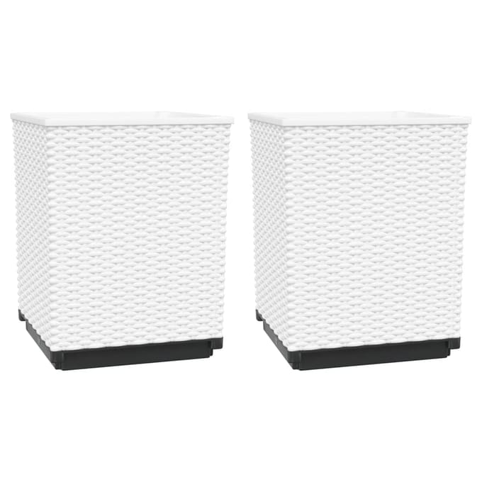 vidaXL - Plantenbakken - 2 - st - 30x30x37 - cm - polypropeen - wit