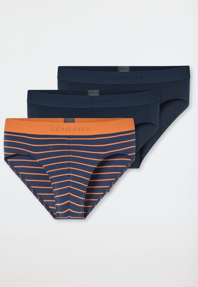 Rio-slips, set van 3, effen/gestreept, donkerblauw - 95/5 6