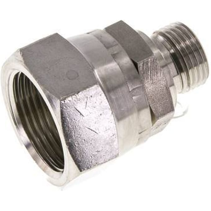 JIC  Verloopnippel UN 1-5/16''-12 Binnendraad X G1/2'' Buitendraad Regelbaar RVS 170bar