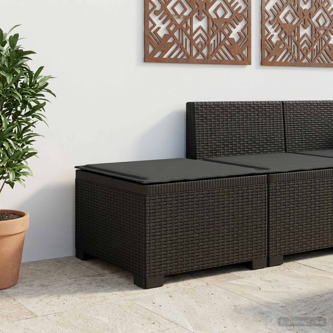 vidaXL - Eén-zits - Tuin - Sofa - met - Kussen - Rieten - Look - PP - Antraciet