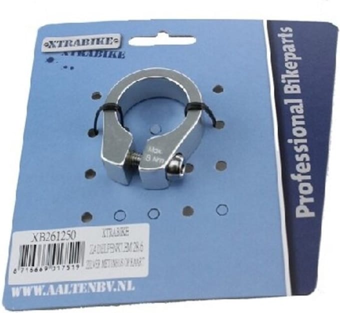 Xtrabike zadelpenklem 28.6 zilver