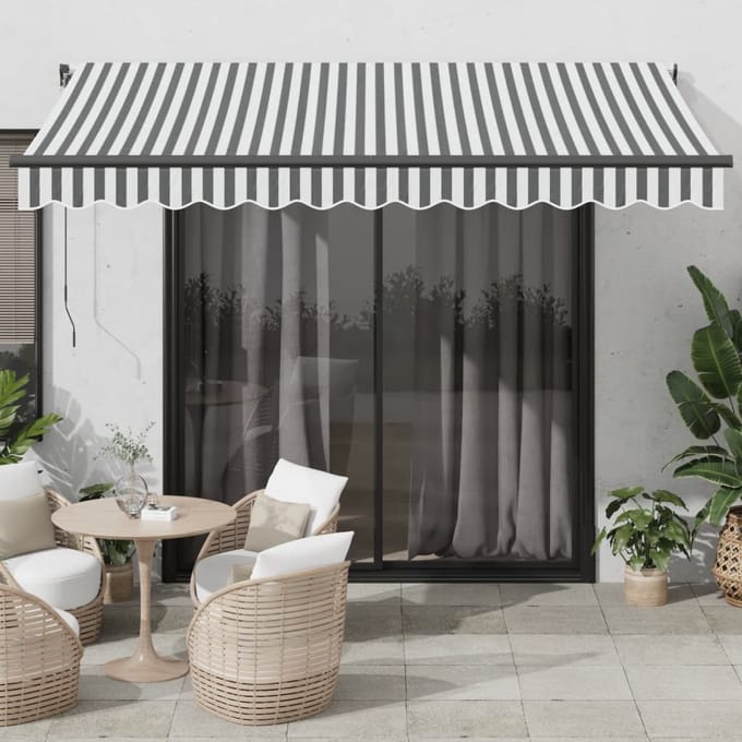 vidaXL - Uitschuifbare - luifel - Antraciet - en - Wit - 350 - x - 250 - cm - Polyester