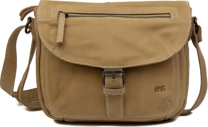 Bear Design Medium Crossbodytas / Schoudertas Dames - Leer - Mattea - Beige