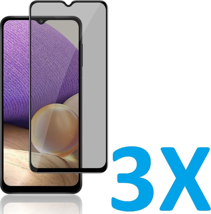 Screenprotector Glas - Privacy Tempered Glass Screen Protector Anti-Spy Geschikt voor: Samsung Galaxy A32 5G - 3x