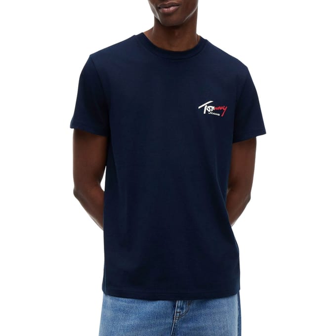 Tommy Jeans T-shirt Tjm Slim Sign Chest Ss Tee Ext Dm0dm22538 C1g Dark Night Navy Mannen Maat - XXL