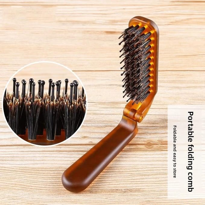 Brosse à Cheveux à Poils Brosse à Cheveux Pliante Brosse de Coiffage Moelleuse Brosse à Cheveux Pliante Portable black