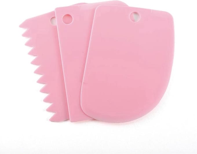 Scoby - Deegschraper Set - Bakgereedschap voor Deeg en Fondant - Baking Tools - 3-Delig - 12/8CM - Roze