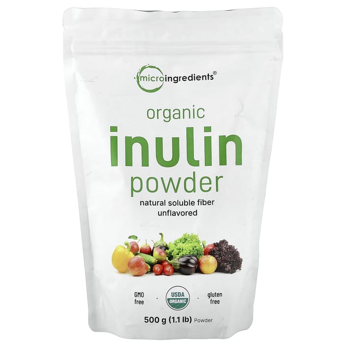 Micro Ingredients, Poudre d'Inuline Biologique, Sans Arôme, 500g (1.1lb)