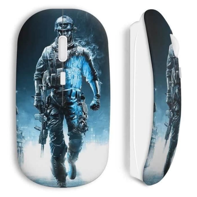 Souris Sans Fil - MANIACASE - Blue Soldier - Couleur Blanc - Clé USB Wifi - Compatible Mac et PC