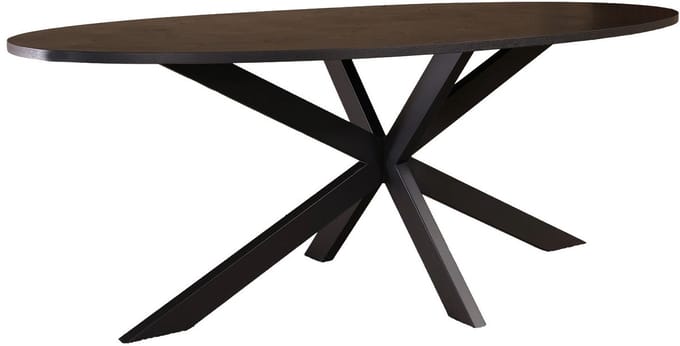 Eettafel ovaal visgraat 210cm Obie zwart ovale tafel MDF eetkamertafel