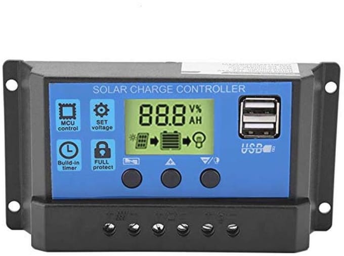 Zonnepaneel Laadregelaar 12V 24V PWM Dual-USB Controller met LCD Scherm