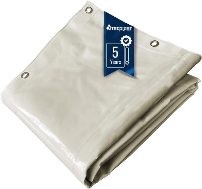 Bouwzeil PVC Waterdicht - Dekzeil Werfzeil - Bescherming Bouwplaats - UV-Behandeling 5 Jaar - 4x4 m - Roomwit