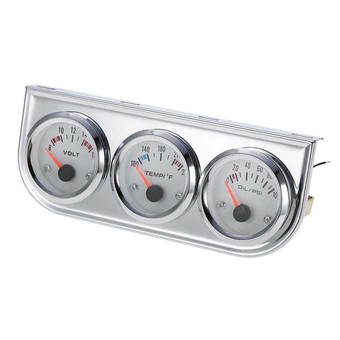 52MM oliedruk Fahrenheit watertemperatuurmeter voltmeter chroom 3 in 1 meterkit auto 2-T veelkleurig