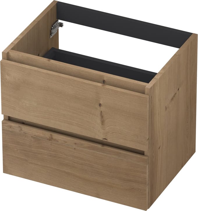 INK® wastafelonderkast 2 laden greeploos fineer eiken 60x52x45cm, ash grey
