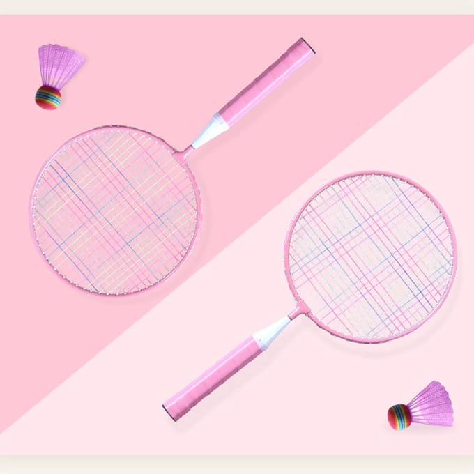 Kinderen Badminton Racket Set Basisschoolleerlingen Buitensport Badminton Racket Roze pink