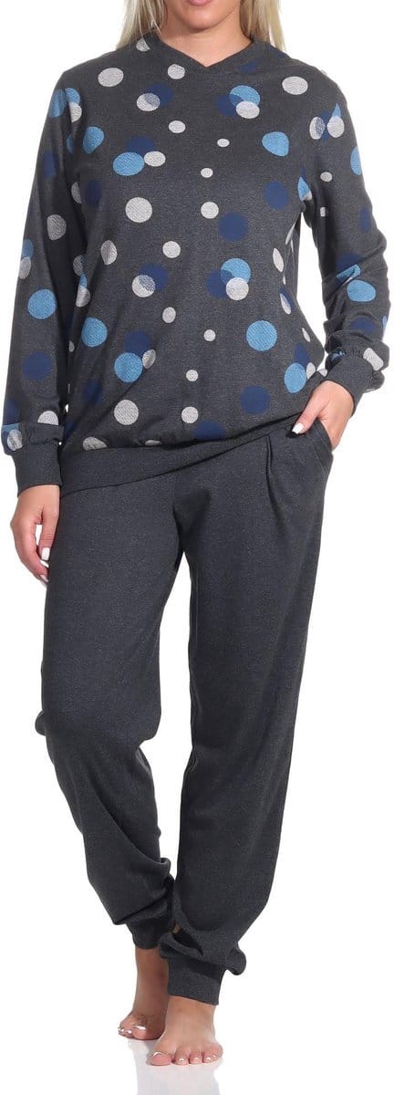 Damespyjama met manchetten in elegante polka dot / stippen look - ook in oversize