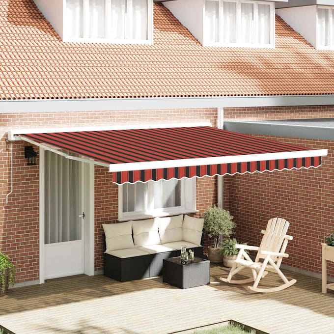 vidaXL - Uitschuifbare - luifel - Geel - en - Oranje - 400 - × - 350 - cm