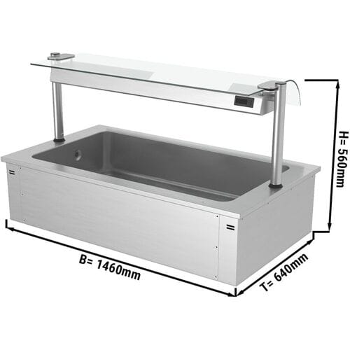 GGM Gastro Einbau Eiswanne - 1500mm - 4x GN 1/1 - 160 Liter - mit Glas-Hustenschutz Zilver