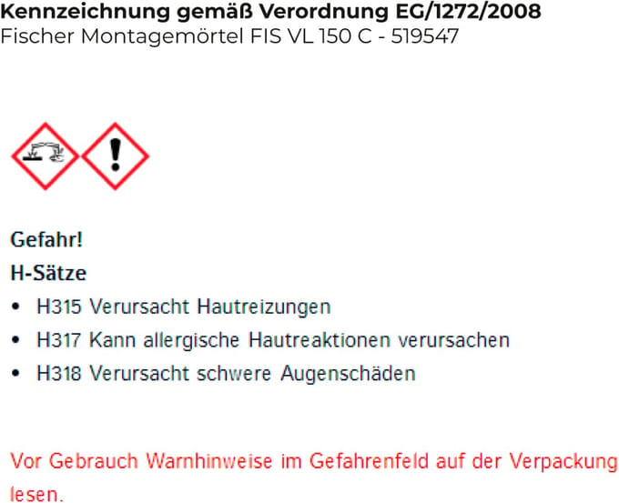 fischer Montagemortel FIS VL 150 C 519547