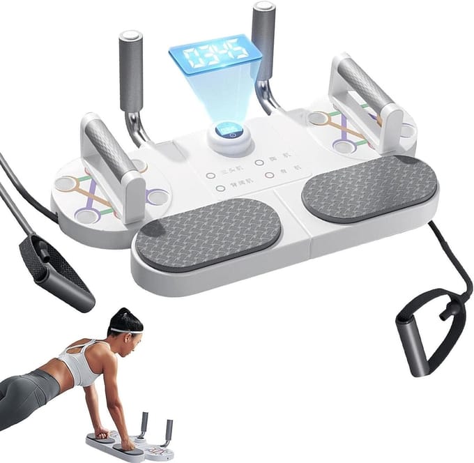 Push Up Board - Fitness Board - Krachttraining Thuis - Met Digitale Teller - 59 x 36 cm - Wit