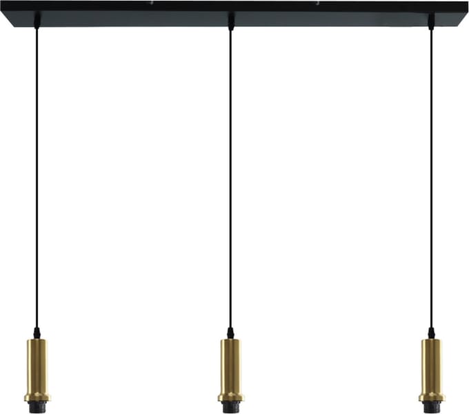 Olucia - RIKA - Hanglamp - Goud / Zwart - 3L - Vorm: Rechthoek