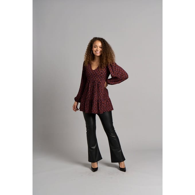 Tuniek met bloemen - Rood