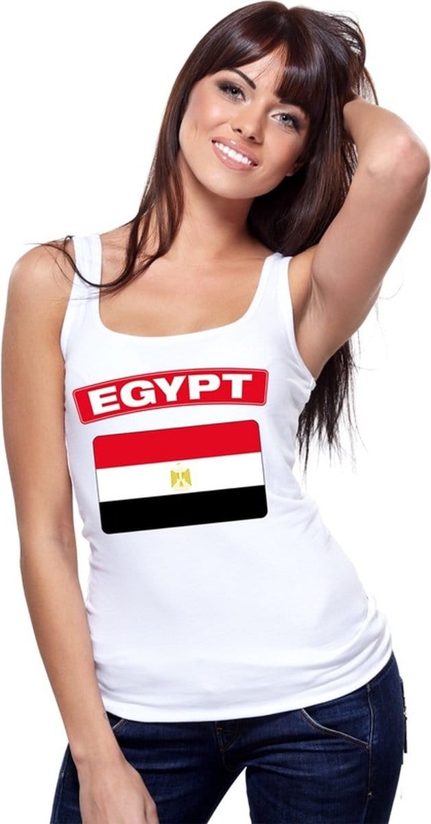 Egypte singlet shirt/ tanktop met Egyptische vlag wit dames M