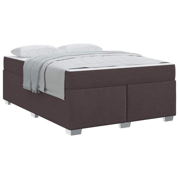 vidaXL - Bedframe - met - matras - Donkerbruin - 160 - x - 200 - cm - Stof