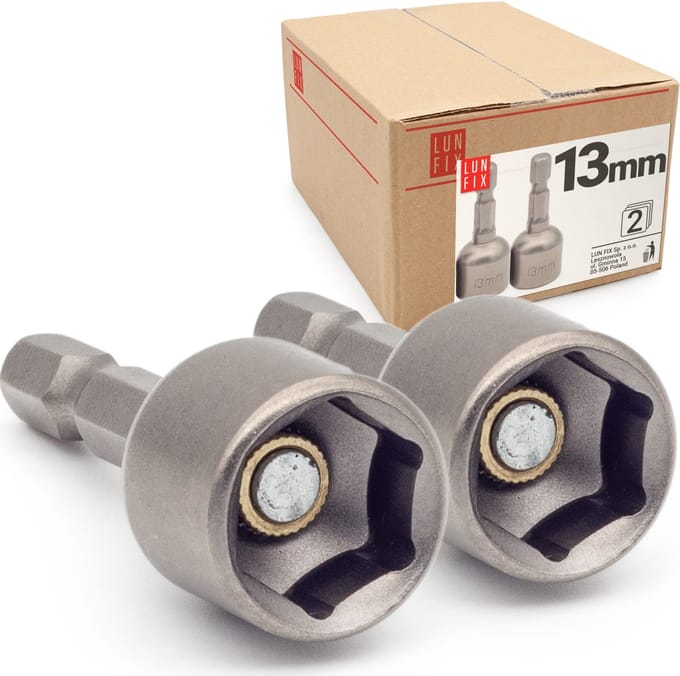 LUN FIX - Steekschlüsseleinsatz - 2 Stuks - zeskantschaft - magnetisch - 6-kant bit 13 mm