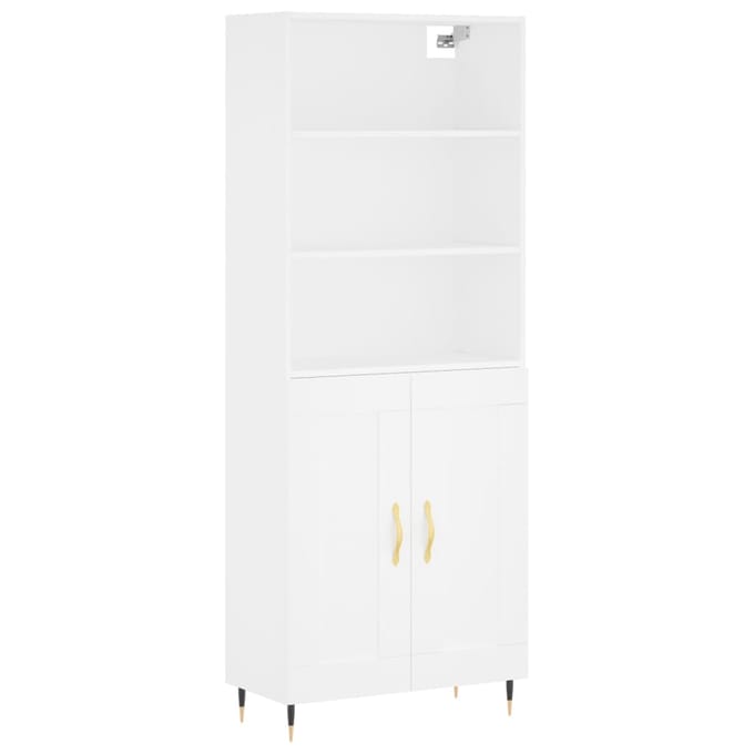 vidaXL - Hoge - kast - 69,5x34x180 - cm - bewerkt - hout - wit