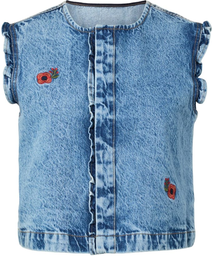 PIECES - PCPALMA SL FRILL DENIM TOP BC - Meisjes - Blouses